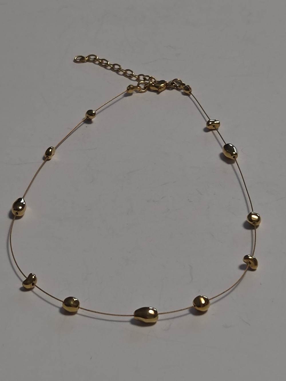 Vtg Monet 15" Gold-Tone Bead Station Wire Necklace